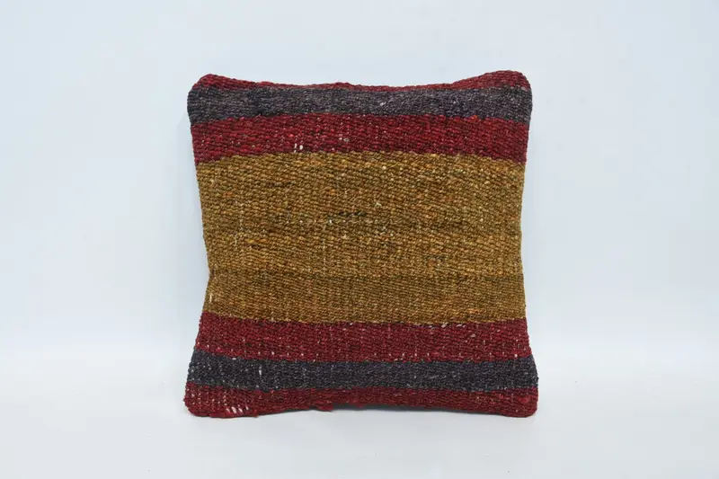 Custom Pillow Case, Vintage Kilim Pillow, One Of A Kind Cushion, Kilim Pillow, Pillow Sham, Interior Designer Pillow, 12x12 Orange Pillow Sham - 1