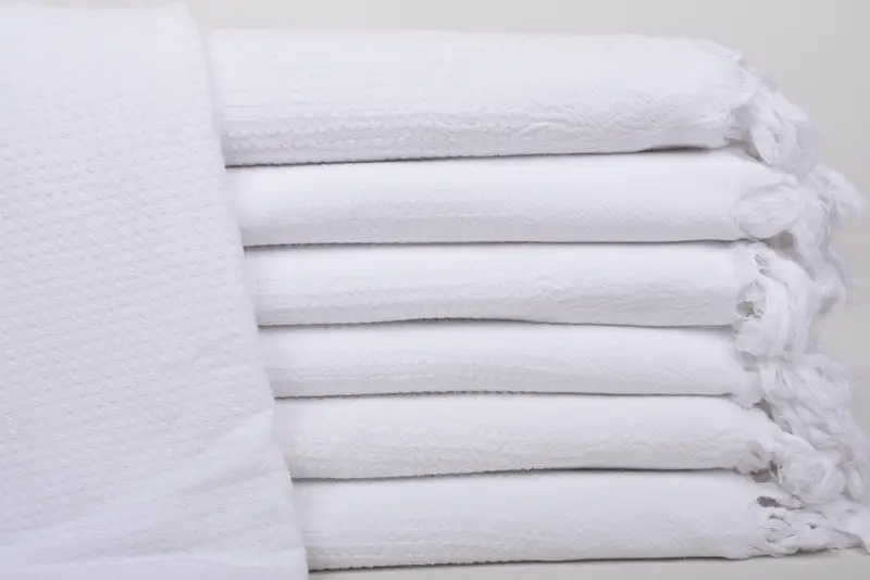 Personalized White Striped Organic Cotton Pool Towel, 67x36 Inches