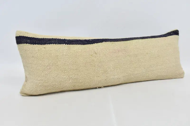 Decorative Bolster Cushion Case, Kilim Cushion Sham, 12x36 Beige Cushion Case, Crochet Pattern Pillow, Gift Pillow, Pillow Case, Turkish Pillow - 3