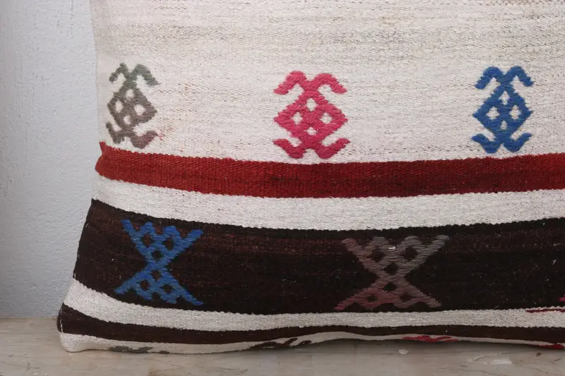 Pillow for Couch, Kilim Cushion Sham, Handmade Kilim Cushion, Cushion, Sofa Bolster Pillow, Cozy Throw Cushion Cover, 22x22 White Pillow Cover - 3
