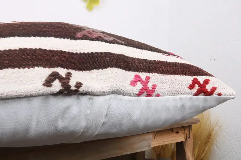 Pillow for Couch, Kilim Cushion Sham, Handmade Kilim Cushion, Cushion, Sofa Bolster Pillow, Cozy Throw Cushion Cover, 22x22 White Pillow Cover - 6
