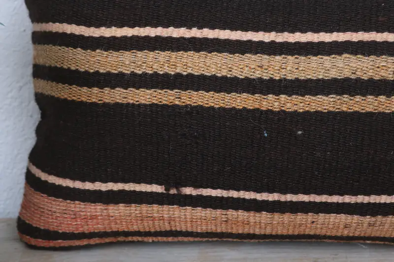 Vintage Kilim Pillow, Anatolian Pillow Cover, Bohemian Cushion Cushion Case, Pillow, Turkish Pillow, 8x16 Brown Pillow, Kilim Pillow Cover - 3