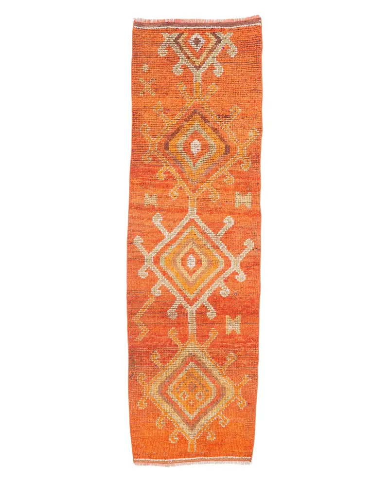 Turuncu, Yeşil Kamuflaj Halı, 2,4x8,4 ft Şık Dekor