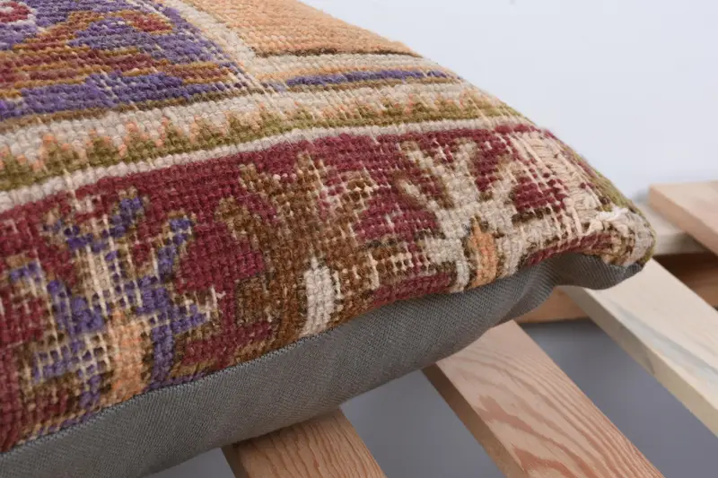 Ethnical Kilim Rug Pillow, Pillow Cover, Throw Kilim Pillow, 12x24 Orange Pillow Case, Customized Pillow Sham, Handmade Kilim Cushion - 7