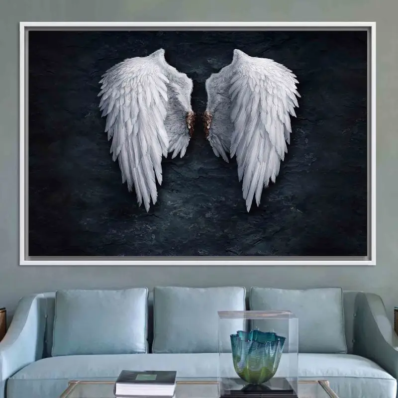 魅惑的なバンクシー エンジェル キャンバス: 抽象的な翼アート プリント