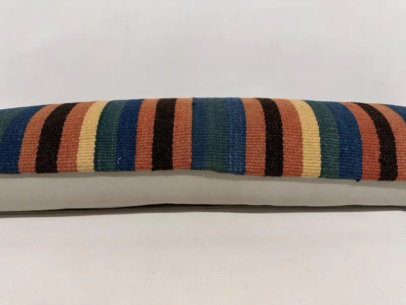 Pillow for Couch, 12x43 Blue Pillow Case, Vintage Kilim Pillow, Anatolian Cushion Cover, Muted Pillow Cover, Pillow for Sofa, Pillow Sham - 5