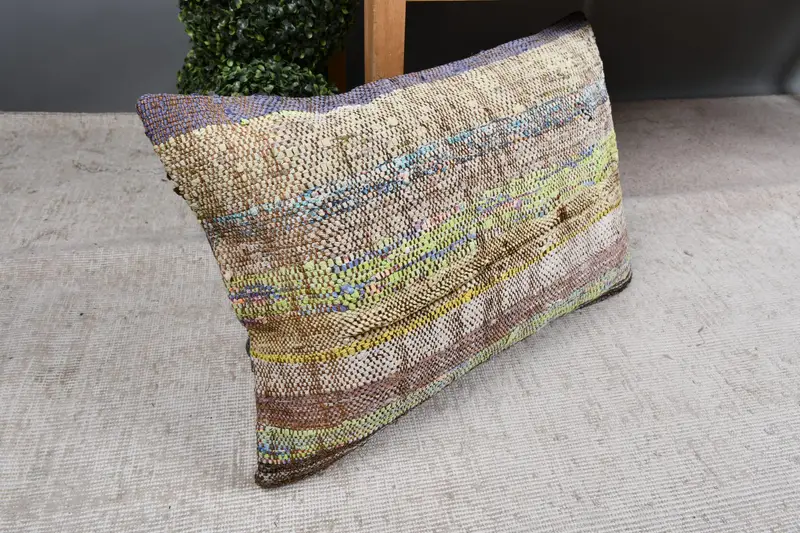 Kilim Pillow, Boho Pillow Sham Cover, Handmade Kilim Cushion, Pillow Sham, 16x24 Beige Pillow Case, Designer Throw Cushion Case - 7