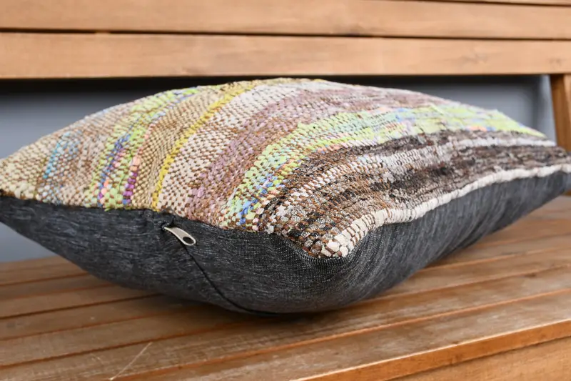 Kilim Pillow, Boho Pillow Sham Cover, Handmade Kilim Cushion, Pillow Sham, 16x24 Beige Pillow Case, Designer Throw Cushion Case - 3