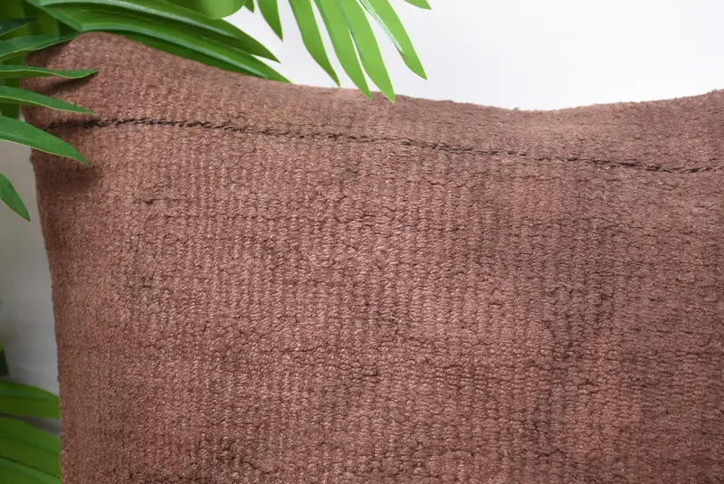 Pillow for Sofa, Handwoven Pillow, 14x14 Brown Pillow Case, Pillow for Couch, Cushion, Turkish Pillow, Crochet Pattern Pillow, Meditation Pillow - 2