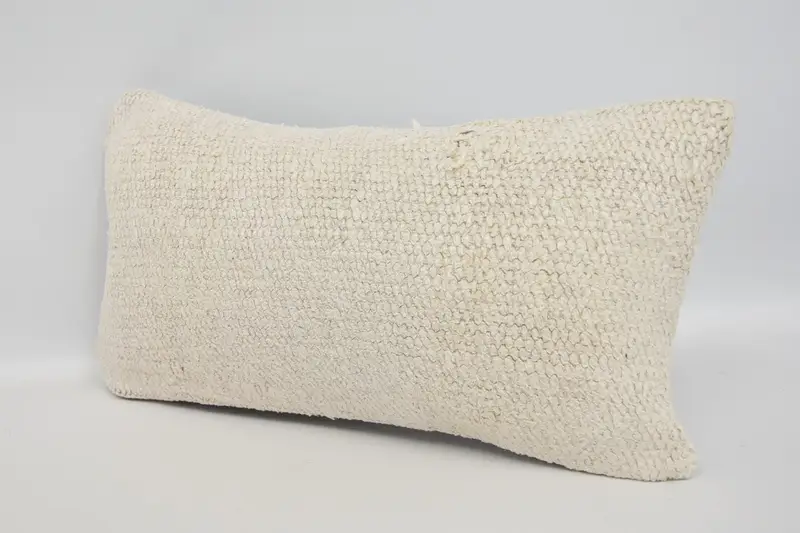 Comfy Throw Cushion, Pillow Case, Boho Pillow, 8x16 Beige Cushion, Home Decor Pillow, Boho Chic Cushion, Vintage Kilim Throw Pillow - 4