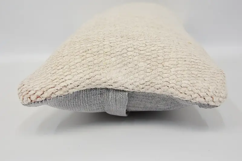 Comfy Throw Cushion, Pillow Case, Boho Pillow, 8x16 Beige Cushion, Home Decor Pillow, Boho Chic Cushion, Vintage Kilim Throw Pillow - 5