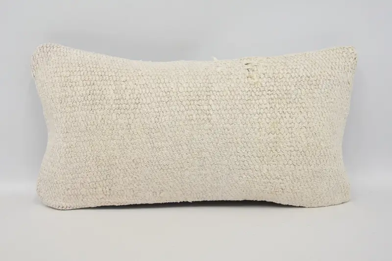 Comfy Throw Cushion, Pillow Case, Boho Pillow, 8x16 Beige Cushion, Home Decor Pillow, Boho Chic Cushion, Vintage Kilim Throw Pillow - 1