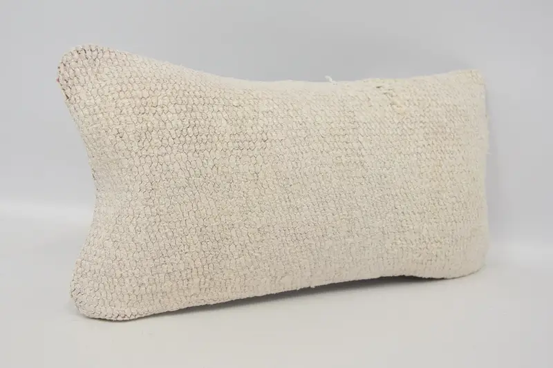 Comfy Throw Cushion, Pillow Case, Boho Pillow, 8x16 Beige Cushion, Home Decor Pillow, Boho Chic Cushion, Vintage Kilim Throw Pillow - 3