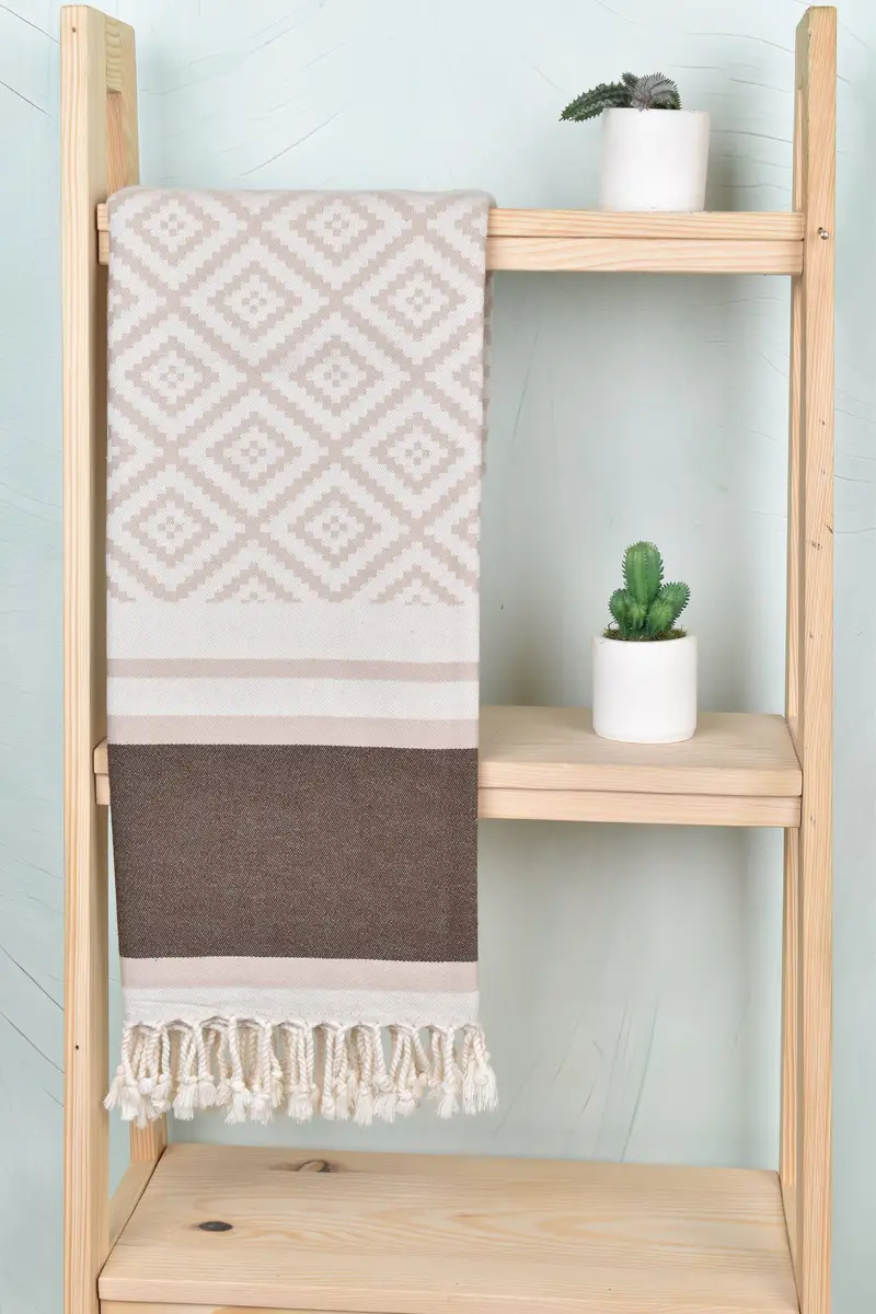 Light Beige-Brown Organic Cotton Towel, 36x69 Inches