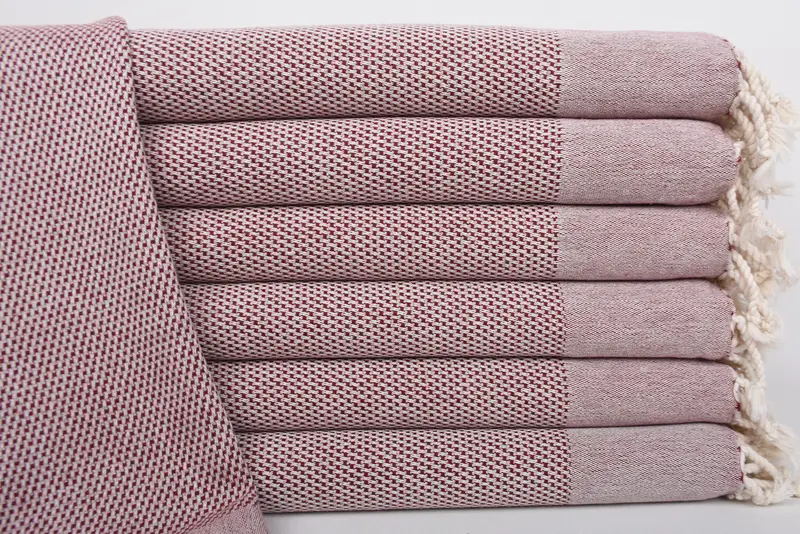 Turkish Tea Towel Burgundy Polka Dot Hand Towel, 44x24 Inches