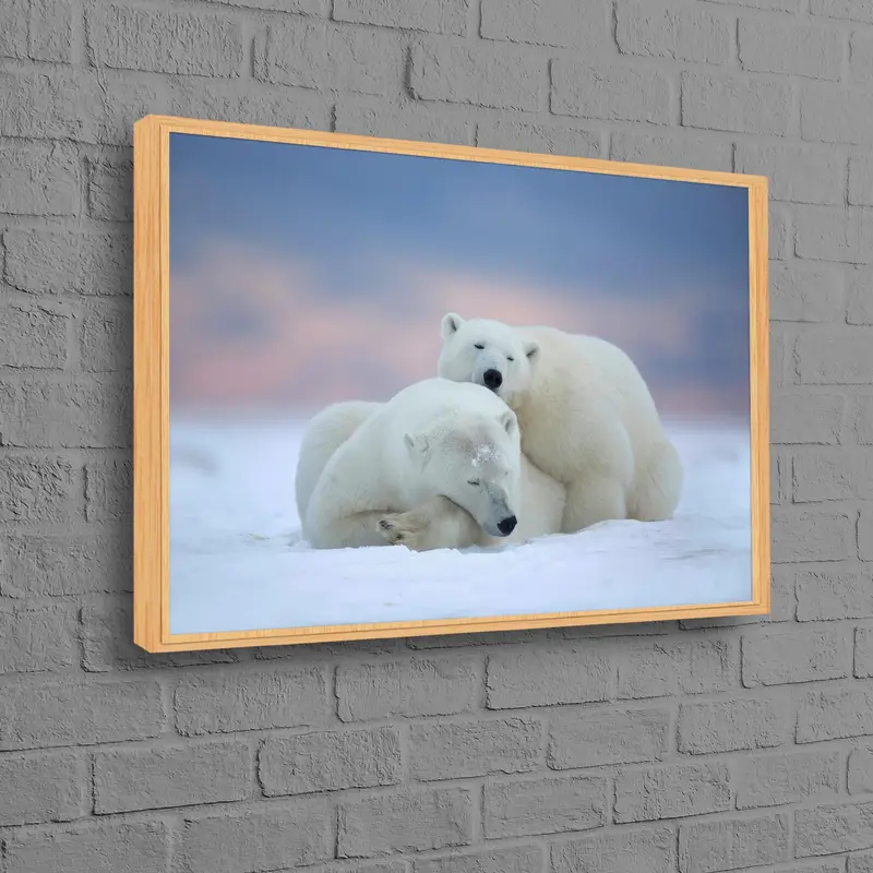 Elegant Polar Bear Canvas: Winter Snow Scene Print