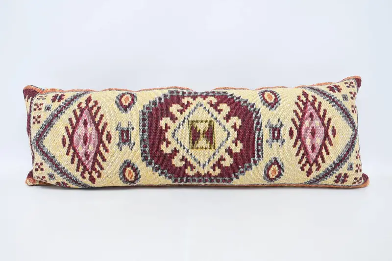 Red Vintage Geometric Pillow, 16x42 inch Gift Pillow Case - 1
