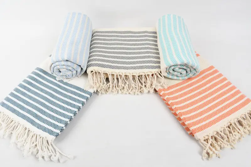 Handmade Gift, Sand-resistant towel, Christmas Favors, 70x40 Cotton Striped Towel, Absorbent towel, Girls Weekend Getaways Gifts, Hammam Towel USA - 5