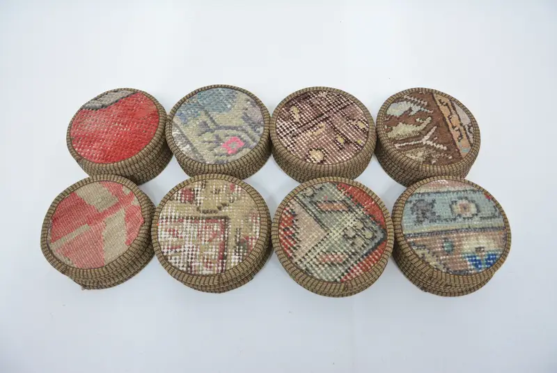 Unique Kilim Pattern, Non-Slip Leather Backing Coasters