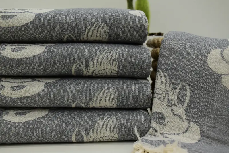 Turkish beach towel, Quick-Dry Beach Towel, 70x36 Cotton Skull Patterned Towel, Customized Turkish Towel, Organic Turkish towel, Customized Towels - 4