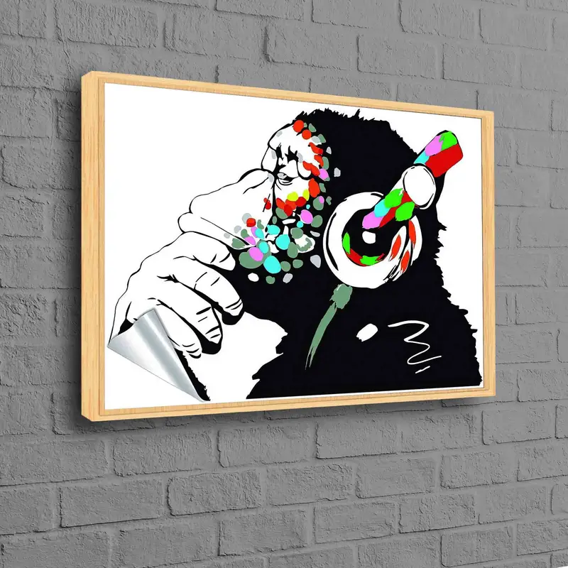Vibrant Graffiti Monkey Canvas: Abstract Art for Music Lovers