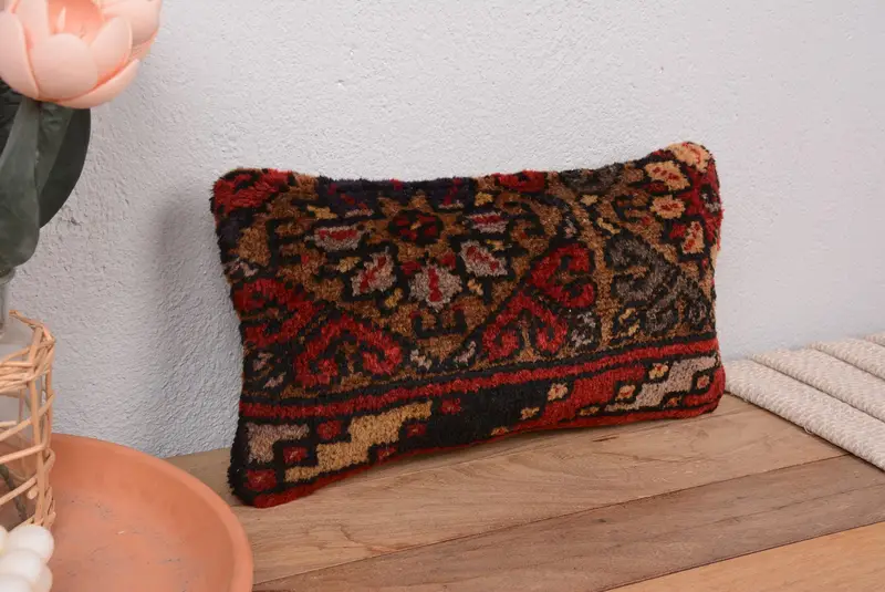 Rotes südwestliches besticktes Wurfkissen, handgefertigtes Vintage-Kissen