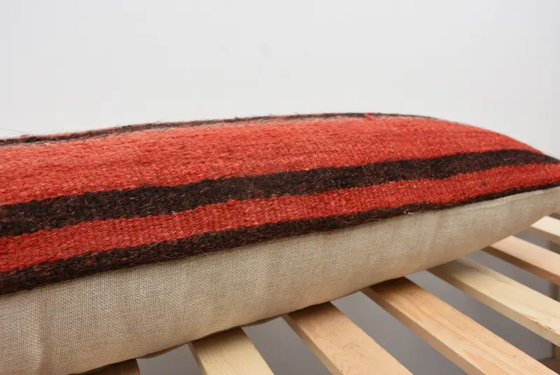 Throw Kilim Pillow, 12x48 Red Pillow Cover, Handmade Cushion Case, Vintage Pillow, Aesthetic Pillow Sham, Pillow Case, Antique Pillows - 7