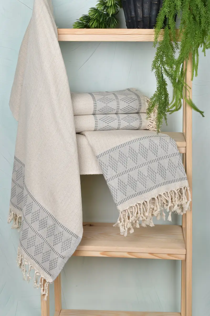Turkish Towel Beach Towel, Bulk Order Towel, Soft towel, 70x36 Linen Kilim Design Towel, Gift Boxes Towel, Peshtemal Towel, Absorbent Turkish towel - 6