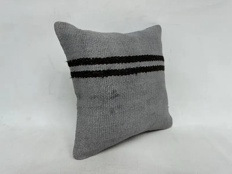 Antique Pillows, Accent Throw Pillow Sham, Pillow, Tribal Pillow Case, Turkish Kilim Pillow, Ethnical Kilim Rug Pillow, 16x16 Gray Cushion - 3