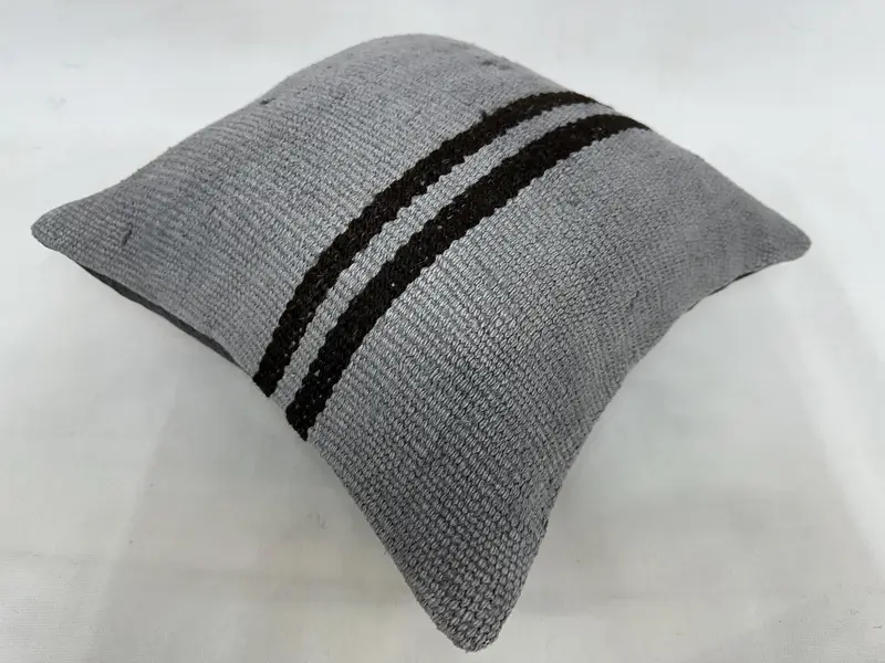 Antique Pillows, Accent Throw Pillow Sham, Pillow, Tribal Pillow Case, Turkish Kilim Pillow, Ethnical Kilim Rug Pillow, 16x16 Gray Cushion - 6