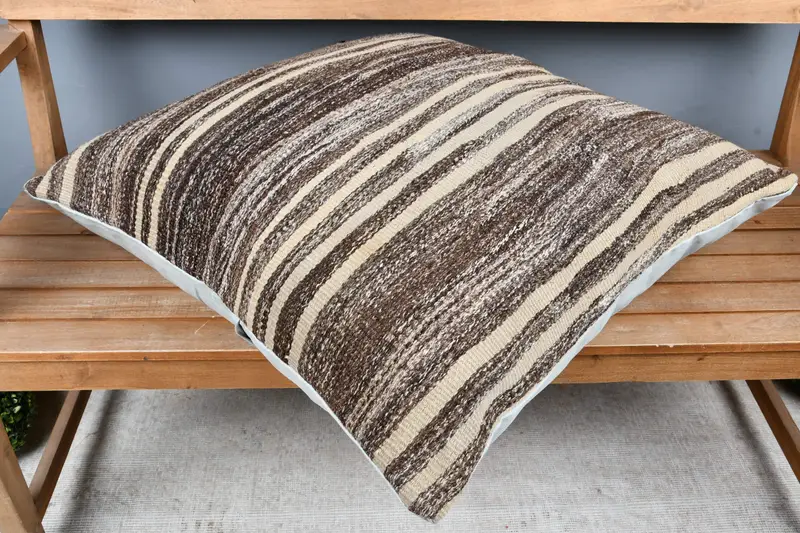Throw Kilim Pillow, Pillow Cover, Vintage Pillow, Turkish Pillow, Patio Cushion Case, Hippie Throw Pillow Case, 28x28 Beige Cushion Case - 2