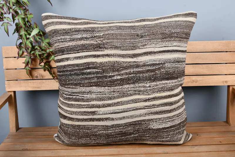 Throw Kilim Pillow, Pillow Cover, Vintage Pillow, Turkish Pillow, Patio Cushion Case, Hippie Throw Pillow Case, 28x28 Beige Cushion Case - 6