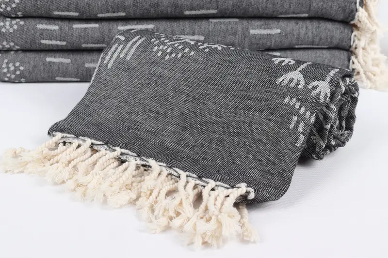 Bridesmaid Gifts, Quick-Dry Beach Towel, 68x40 Cotton Mountain Design Towel, Beach towel, Wedding Gift Ideas, Luxury Turkish beach towel with fringe - 5