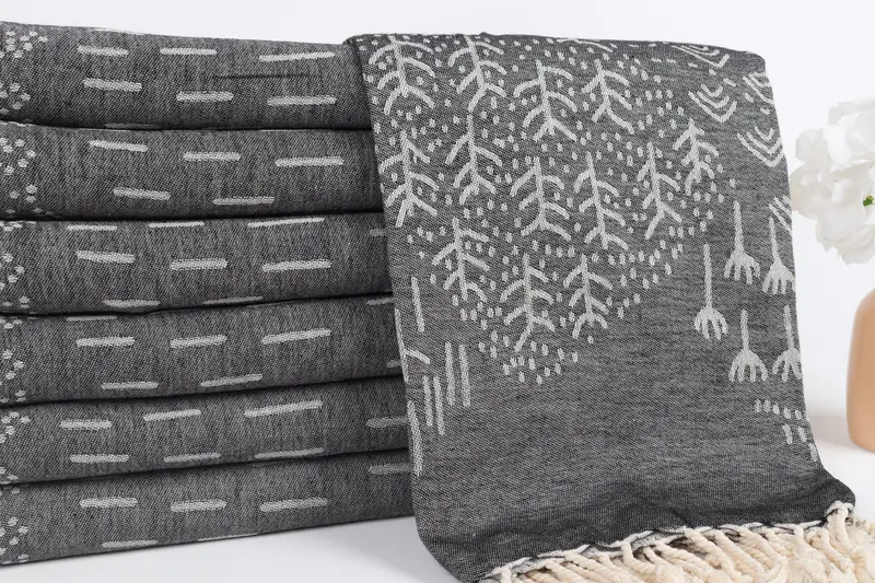 Bridesmaid Gifts, Quick-Dry Beach Towel, 68x40 Cotton Mountain Design Towel, Beach towel, Wedding Gift Ideas, Luxury Turkish beach towel with fringe - 3