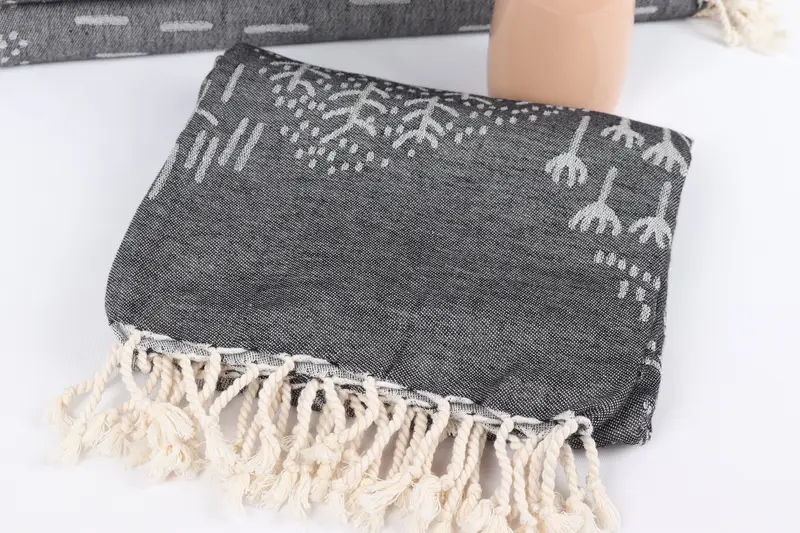 Bridesmaid Gifts, Quick-Dry Beach Towel, 68x40 Cotton Mountain Design Towel, Beach towel, Wedding Gift Ideas, Luxury Turkish beach towel with fringe - 6