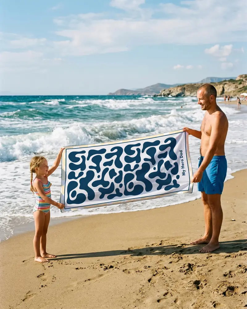 Modern Blue Beach Towel, Perfect for Summer Use - 1