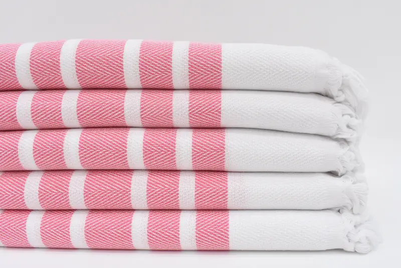 Vermilion Herringbone Towel Personalized Organic Cotton, 70x40 Inches