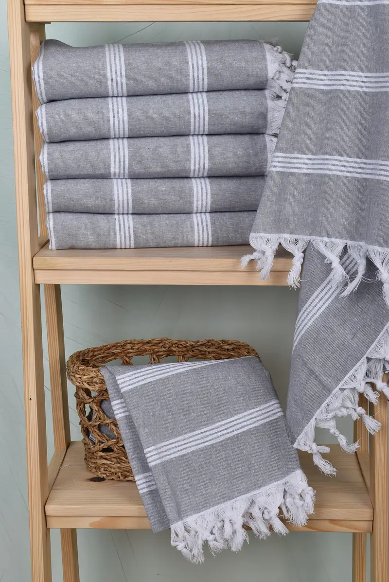 Embroidered Towel, Sand-free peshtemal towel for the beach, Birthday Gift, Lightweight Turkish towel, 70x30 Cotton Striped Towel, Turkish bath towel - 3