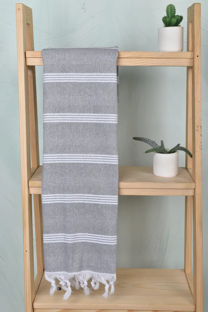 Embroidered Towel, Sand-free peshtemal towel for the beach, Birthday Gift, Lightweight Turkish towel, 70x30 Cotton Striped Towel, Turkish bath towel - 8