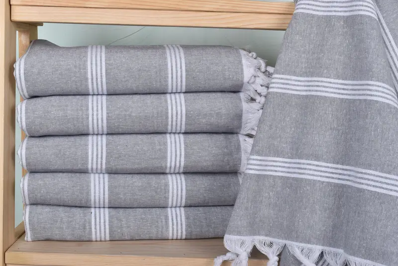 Embroidered Towel, Sand-free peshtemal towel for the beach, Birthday Gift, Lightweight Turkish towel, 70x30 Cotton Striped Towel, Turkish bath towel - 2