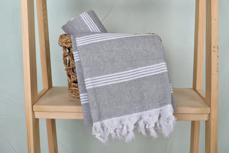 Embroidered Towel, Sand-free peshtemal towel for the beach, Birthday Gift, Lightweight Turkish towel, 70x30 Cotton Striped Towel, Turkish bath towel - 4