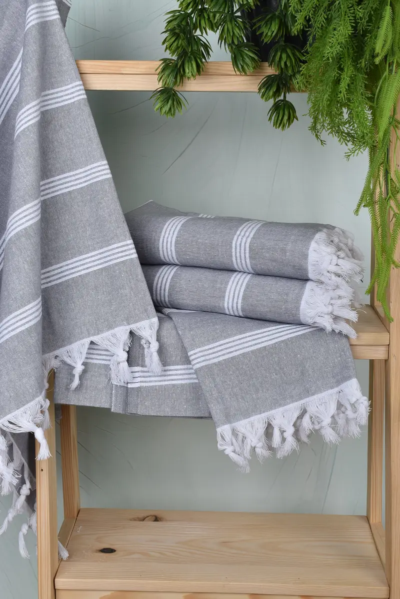 Embroidered Towel, Sand-free peshtemal towel for the beach, Birthday Gift, Lightweight Turkish towel, 70x30 Cotton Striped Towel, Turkish bath towel - 6