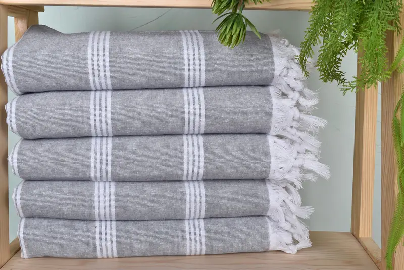 Embroidered Towel, Sand-free peshtemal towel for the beach, Birthday Gift, Lightweight Turkish towel, 70x30 Cotton Striped Towel, Turkish bath towel - 1