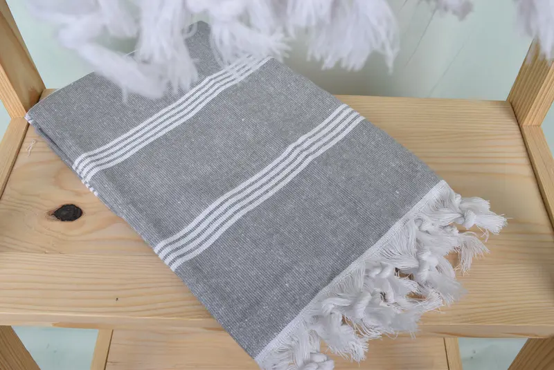 Embroidered Towel, Sand-free peshtemal towel for the beach, Birthday Gift, Lightweight Turkish towel, 70x30 Cotton Striped Towel, Turkish bath towel - 5