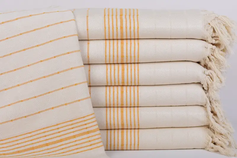 Personalized Beach Towel Couple Gift, 70x40 Inches Mustard Stripes