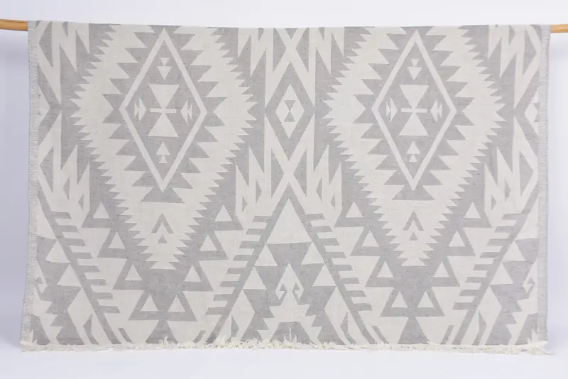 Personalized Organic Cotton Turkish Towel, Light Gray, 40x75 Inches