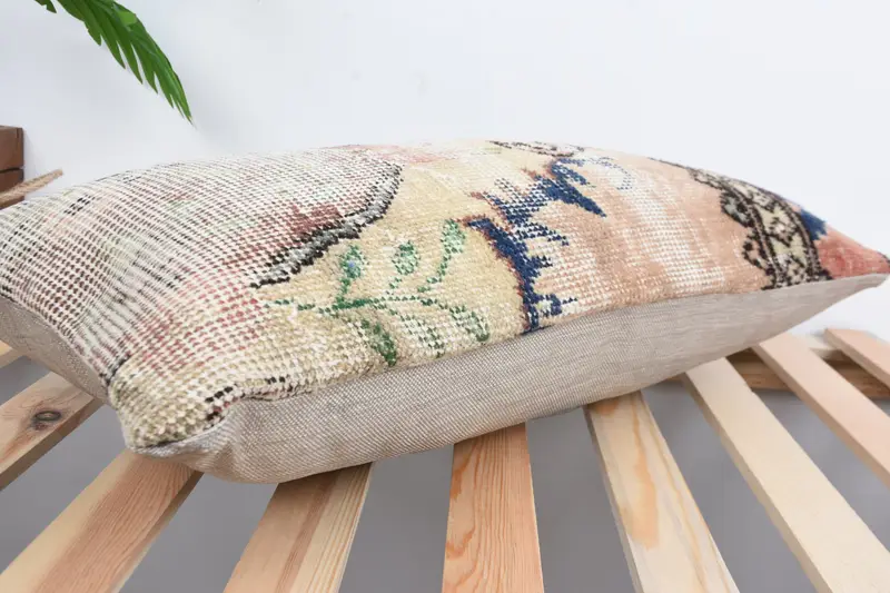 Pillow Case, 12x24 Beige Cushion Cover, Ethnical Kilim Rug Pillow, Boho Pillow Sham Cover, Bolster Throw Pillow Case, Throw Kilim Pillow - 6