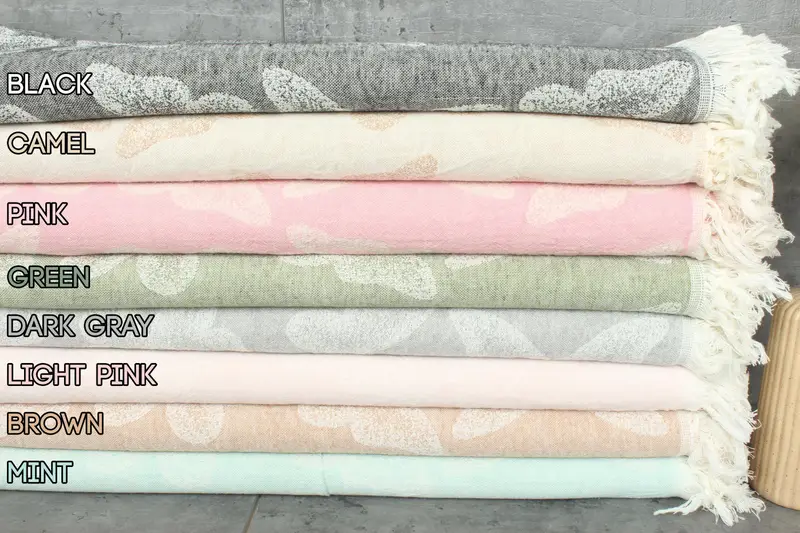 Butterfly Pattern Organic Cotton Towel, 36x67 Inches, Beige