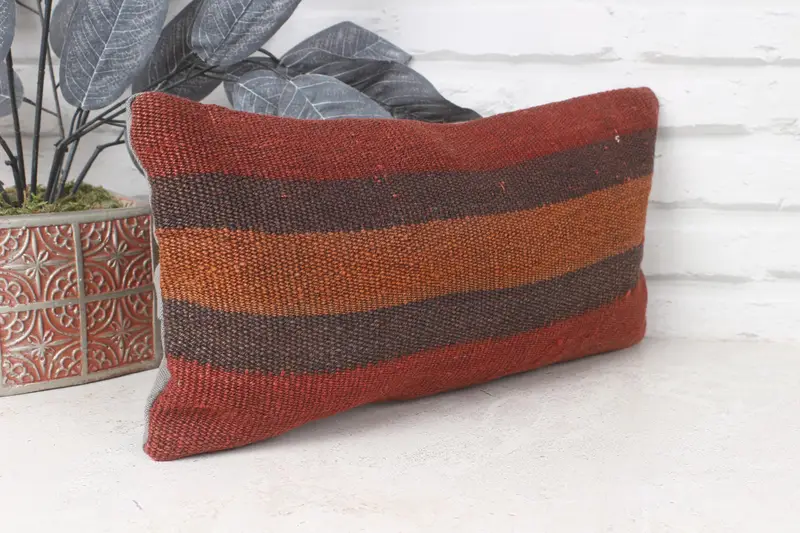 Home Decor Pillow, Cushion Case, Aesthetic Cushion Case, Kilim Cushion Sham, Bolster Pillow Case, 8x16 Brown Cushion, Boho Pillow - 4