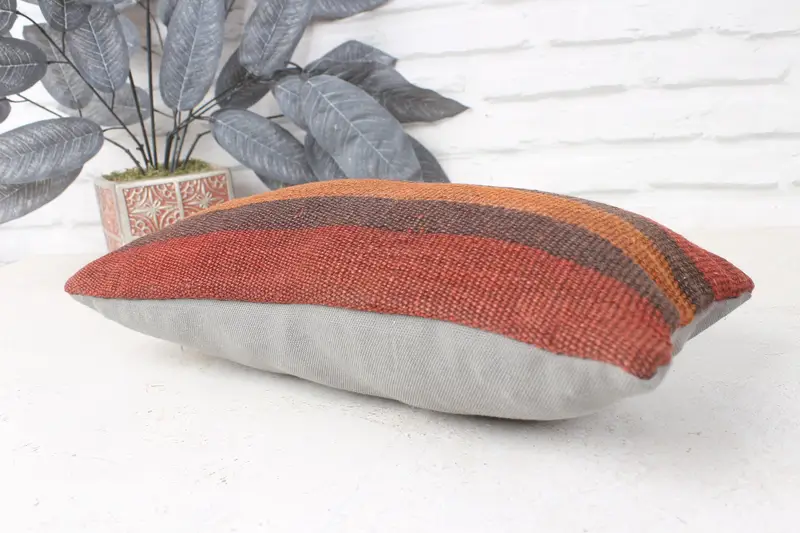 Home Decor Pillow, Cushion Case, Aesthetic Cushion Case, Kilim Cushion Sham, Bolster Pillow Case, 8x16 Brown Cushion, Boho Pillow - 6